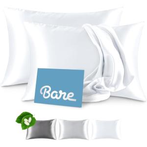 imageBare Home 100 Mulberry Silk Pillowcase for Hair and Skin  Ultra Premium 6A Grade 19 Momme Silk Pillow Case  Envelope Enclosure  Breathable Cooling Pillow Cover Queen Champagne01  White