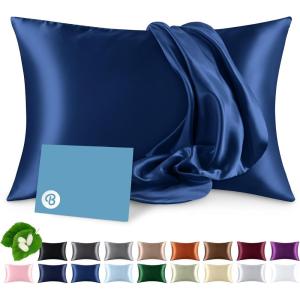 imageBare Home 100 Mulberry Silk Pillowcase for Hair and Skin  Ultra Premium 6A Grade 19 Momme Silk Pillow Case  Envelope Enclosure  Breathable Cooling Pillow Cover Queen Champagne13  Dark Blue