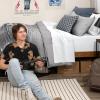 imageBare Home Ultimate Bed in A Bag  Twin XL  9 Piece  Comforter ampamp Sheet Set Fleece Blanket Mattress Pad Pillow Protector  UltraSoft 1800 Microfiber Bedding Set Twin XL Dark BlueDark Blue07  Light GreyWhite