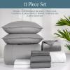 imageBare Home Ultimate Bed in A Bag  Twin XL  9 Piece  Comforter ampamp Sheet Set Fleece Blanket Mattress Pad Pillow Protector  UltraSoft 1800 Microfiber Bedding Set Twin XL Dark BlueDark Blue06  Light GreyGrey