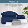 imageBare Home Ultimate Bed in A Bag  Twin XL  9 Piece  Comforter ampamp Sheet Set Fleece Blanket Mattress Pad Pillow Protector  UltraSoft 1800 Microfiber Bedding Set Twin XL Dark BlueDark Blue10  Dark BlueLight Grey