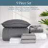 imageBare Home Ultimate Bed in A Bag  Twin XL  9 Piece  Comforter ampamp Sheet Set Fleece Blanket Mattress Pad Pillow Protector  UltraSoft 1800 Microfiber Bedding Set Twin XL Dark BlueDark Blue05  GreyLight Grey