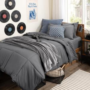 imageBare Home Dorm Ready  Twin XL  BedinABag 11 Piece Comforter ampamp Sheet Set ampamp Blanket ampamp Mattress Pad  UltraSoft 1800 Premium  Bedding Set Twin XL GreyHeather Pewter Cationic02  GreyHeather Pewter Cationic