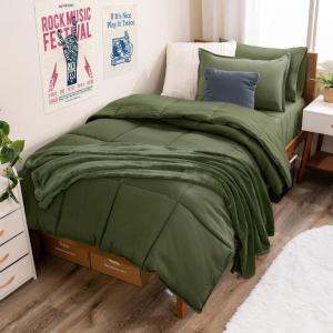 imageBare Home Ultimate Bed in A Bag  Twin XL  9 Piece  Comforter ampamp Sheet Set Fleece Blanket Mattress Pad Pillow Protector  UltraSoft 1800 Microfiber Bedding Set Twin XL Dark BlueDark Blue12  CypressCypress