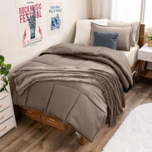 imageBare Home Ultimate Bed in A Bag  Twin XL  9 Piece  Comforter ampamp Sheet Set Fleece Blanket Mattress Pad Pillow Protector  UltraSoft 1800 Microfiber Bedding Set Twin XL Dark BlueDark Blue08  TaupeSand