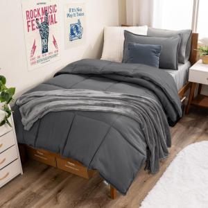 imageBare Home Ultimate Bed in A Bag  Twin XL  9 Piece  Comforter ampamp Sheet Set Fleece Blanket Mattress Pad Pillow Protector  UltraSoft 1800 Microfiber Bedding Set Twin XL Dark BlueDark Blue05  GreyLight Grey