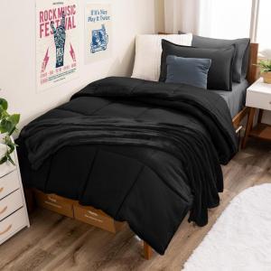 imageBare Home Ultimate Bed in A Bag  Twin XL  9 Piece  Comforter ampamp Sheet Set Fleece Blanket Mattress Pad Pillow Protector  UltraSoft 1800 Microfiber Bedding Set Twin XL Dark BlueDark Blue02  BlackGrey