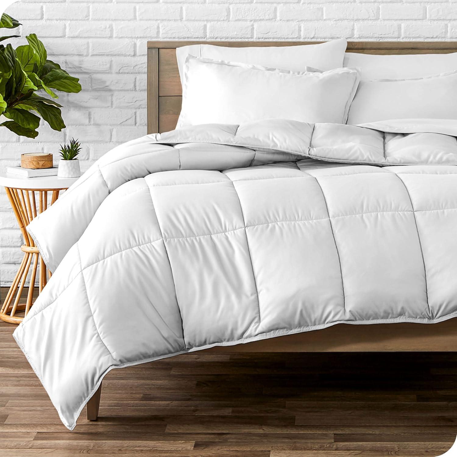 imageBare Home Comforter Set with Microplush Blanket Bundle King White