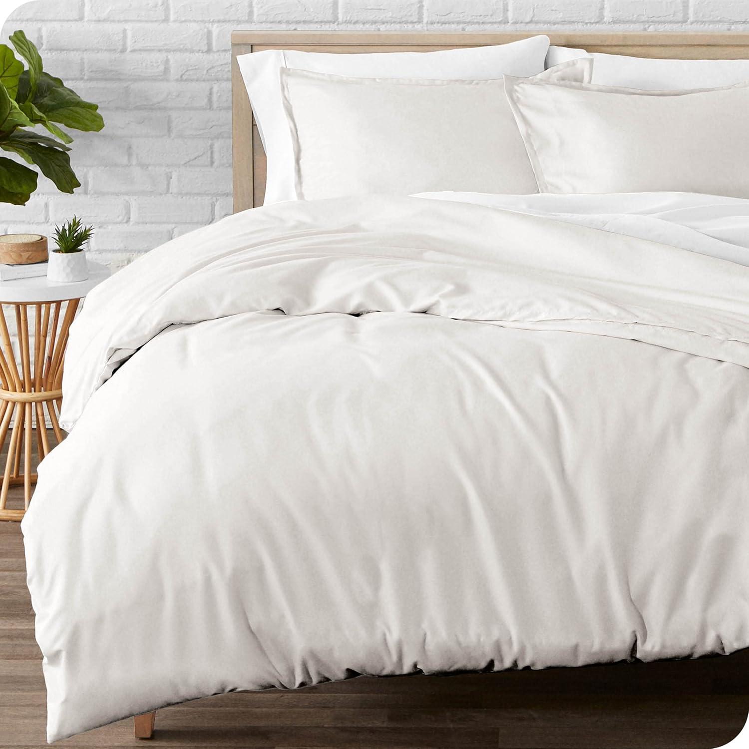 imageBare Home Flannel Duvet Set with Comforter Set Bundle TwinTwin XL White