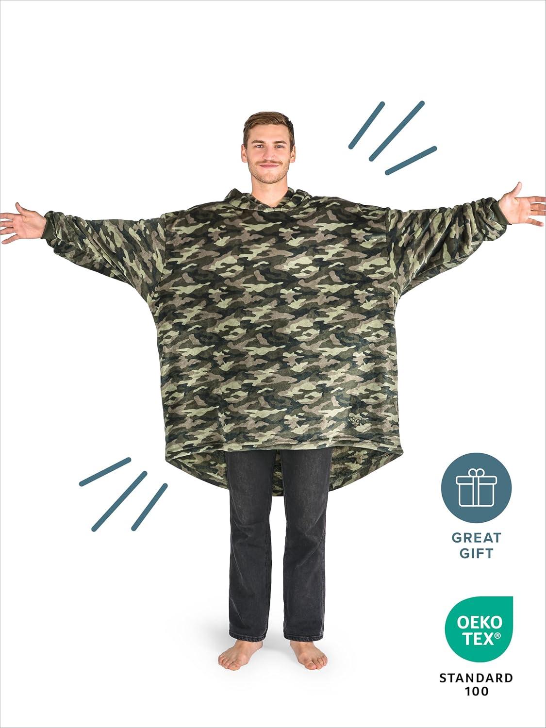 imageBare Home Long Length Microplush Wearable Blanket with Side Pockets  Soft and Plush  Warm and Cozy  Adult ampamp Kid Sizes Kids Light PinkCamo Green