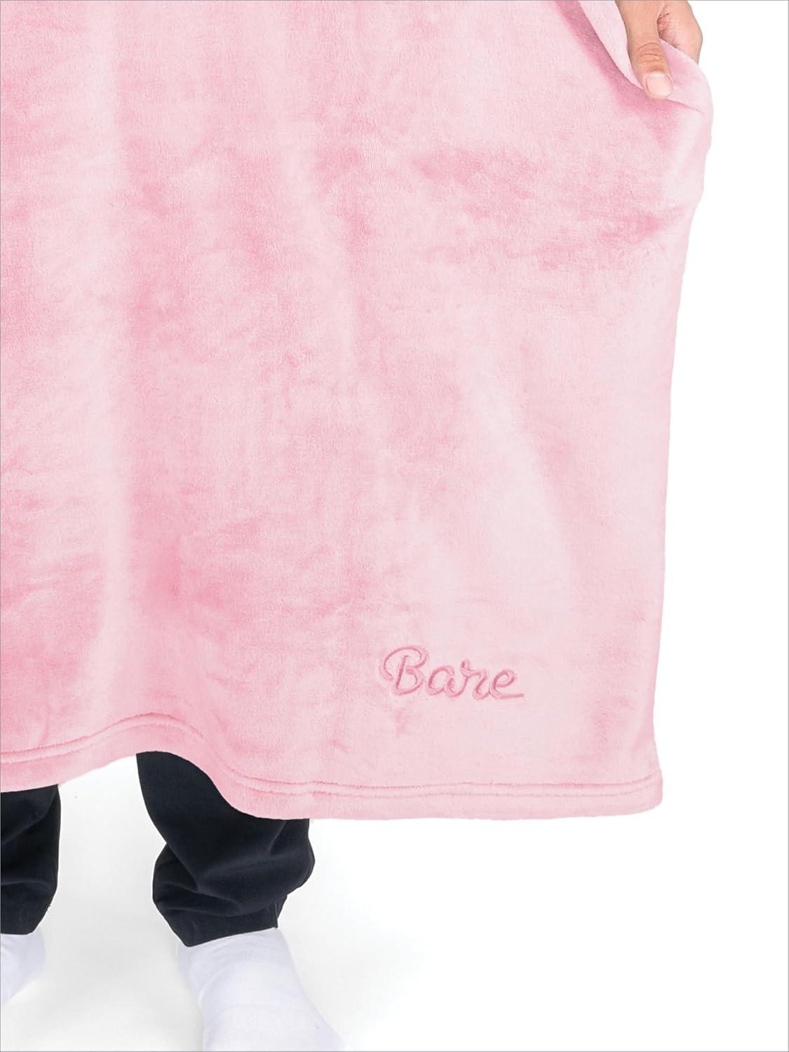 imageBare Home Long Length Microplush Wearable Blanket with Side Pockets  Soft and Plush  Warm and Cozy  Adult ampamp Kid Sizes Kids Light PinkLight Pink