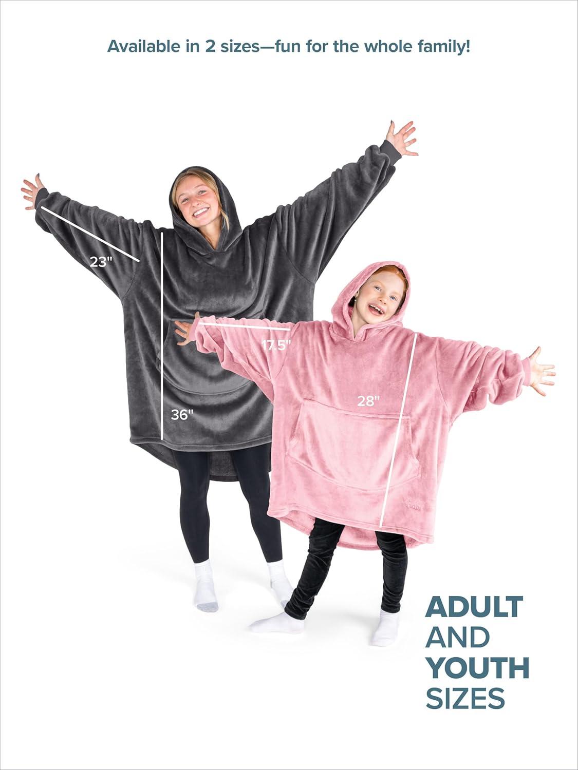 imageBare Home Long Length Microplush Wearable Blanket with Side Pockets  Soft and Plush  Warm and Cozy  Adult ampamp Kid Sizes Kids Light PinkLight Pink