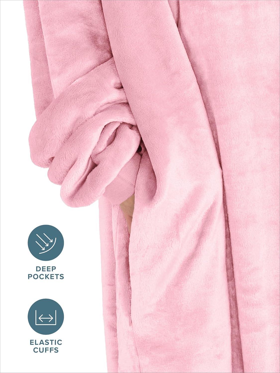 imageBare Home Long Length Microplush Wearable Blanket with Side Pockets  Soft and Plush  Warm and Cozy  Adult ampamp Kid Sizes Kids Light PinkLight Pink