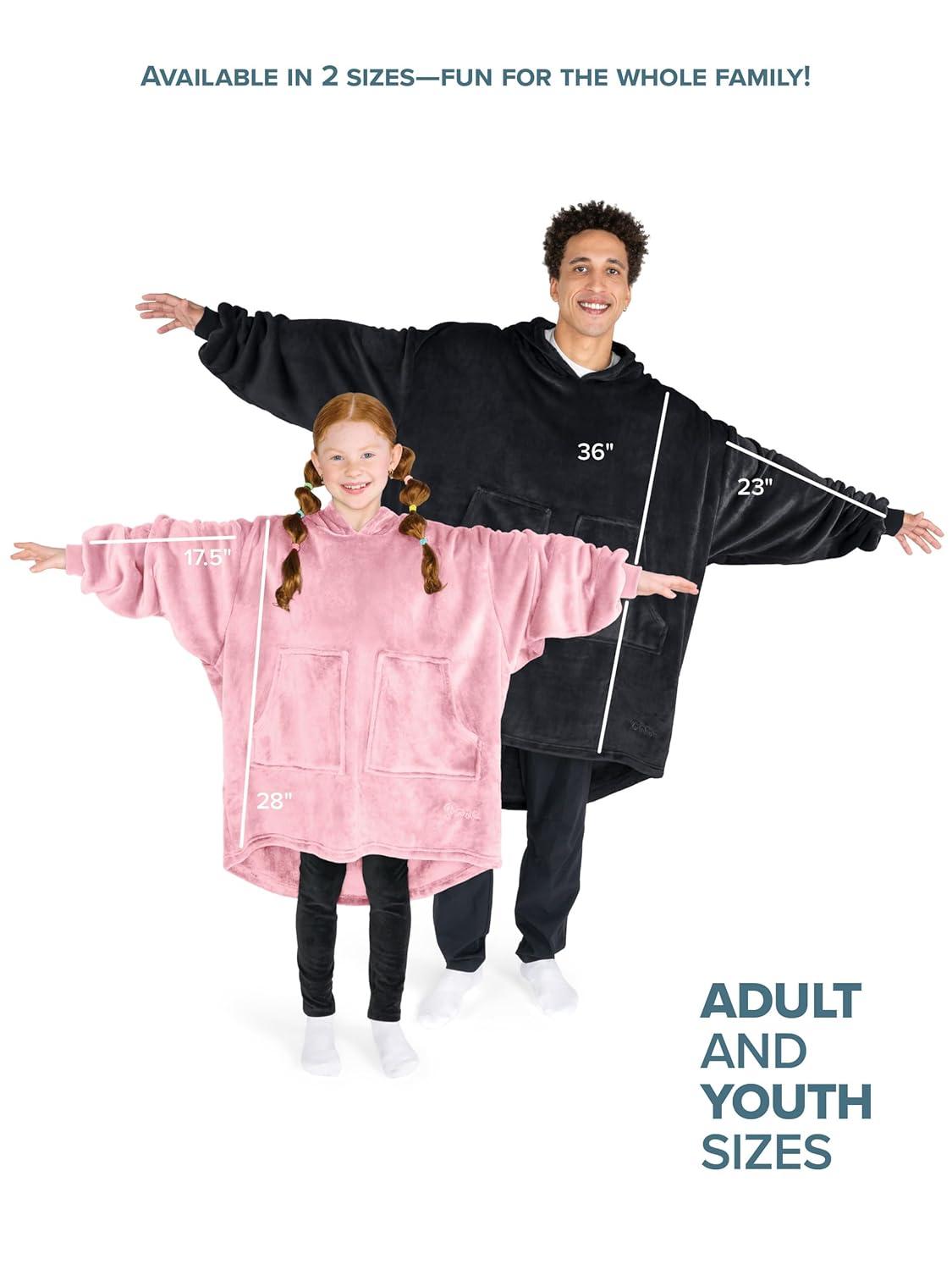 imageBare Home Long Length Microplush Wearable Blanket with Side Pockets  Soft and Plush  Warm and Cozy  Adult ampamp Kid Sizes Kids Light PinkLight Pink