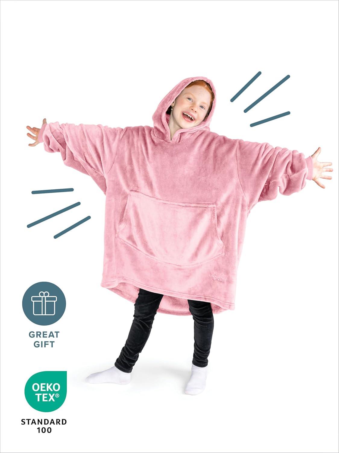 imageBare Home Long Length Microplush Wearable Blanket with Side Pockets  Soft and Plush  Warm and Cozy  Adult ampamp Kid Sizes Kids Light PinkLight Pink
