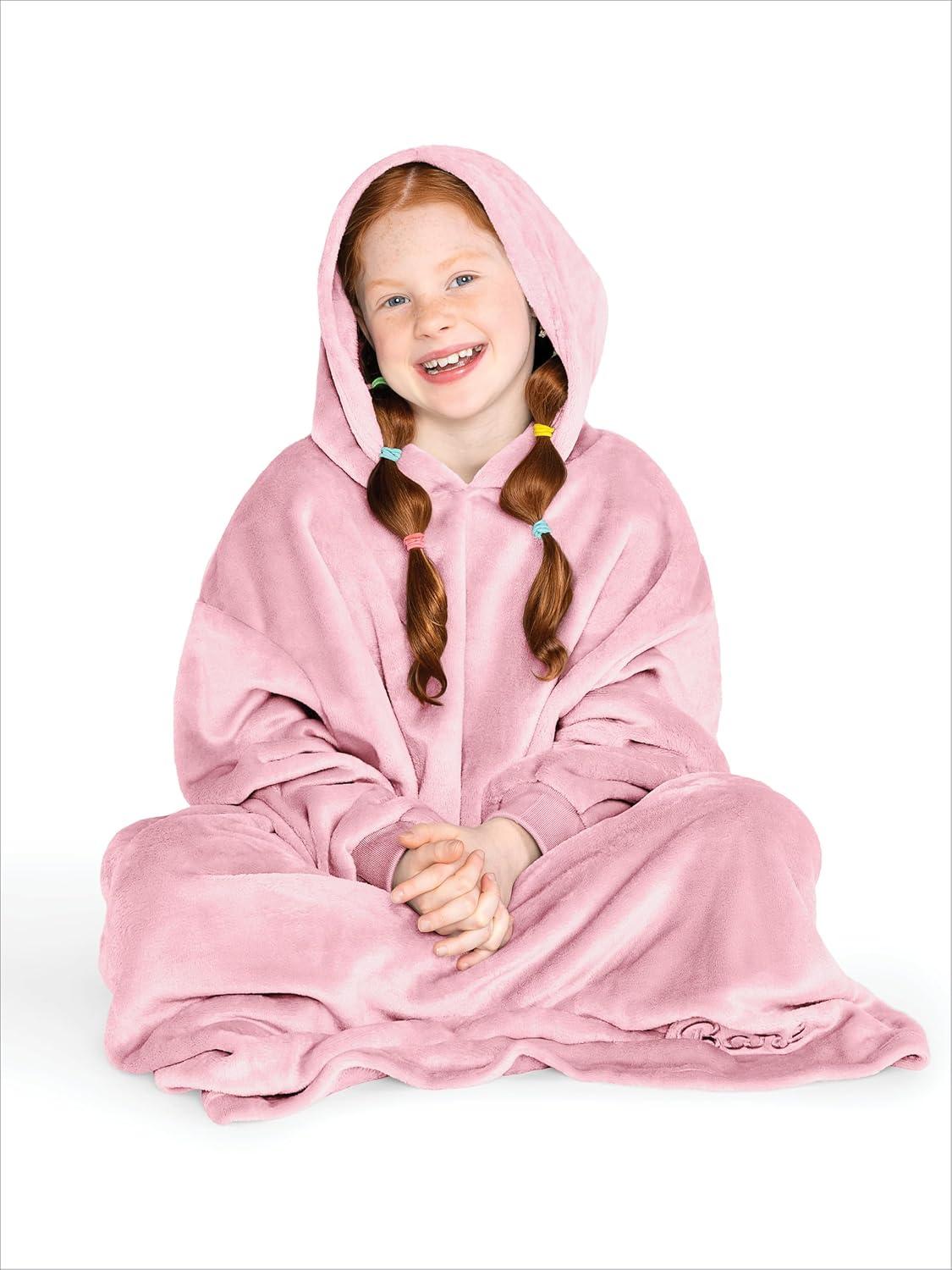 imageBare Home Long Length Microplush Wearable Blanket with Side Pockets  Soft and Plush  Warm and Cozy  Adult ampamp Kid Sizes Kids Light PinkLight Pink