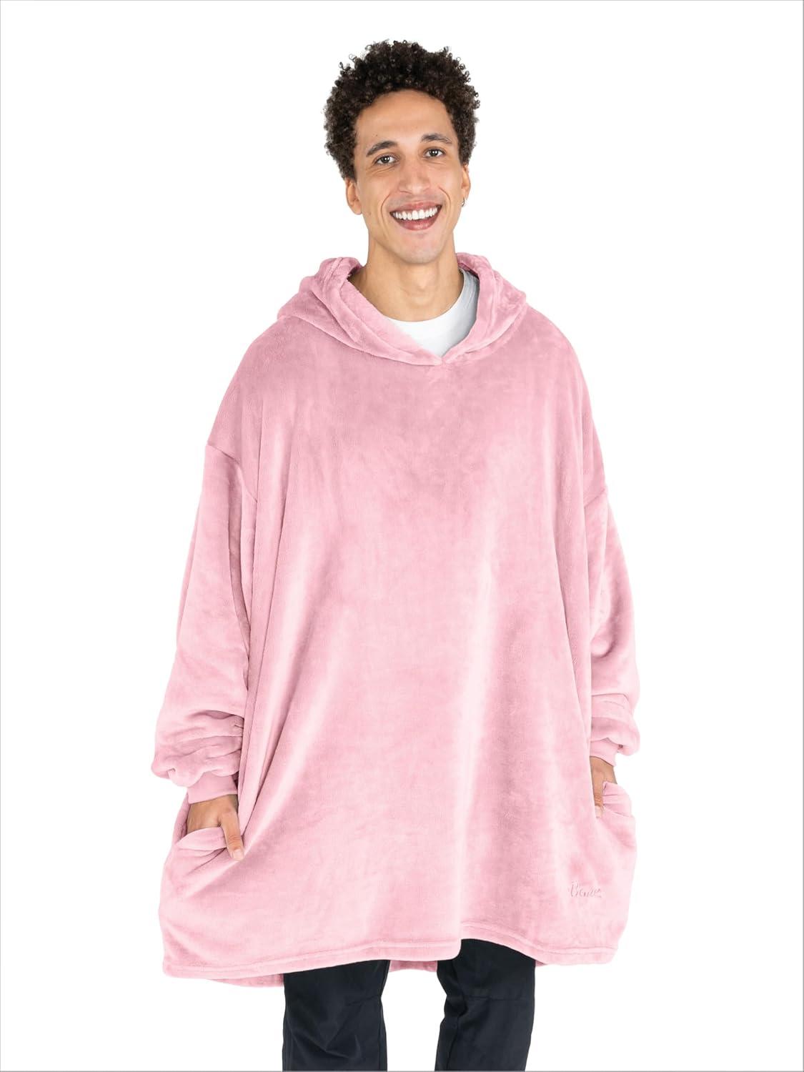 imageBare Home Long Length Microplush Wearable Blanket with Side Pockets  Soft and Plush  Warm and Cozy  Adult ampamp Kid Sizes Kids Light PinkLight Pink