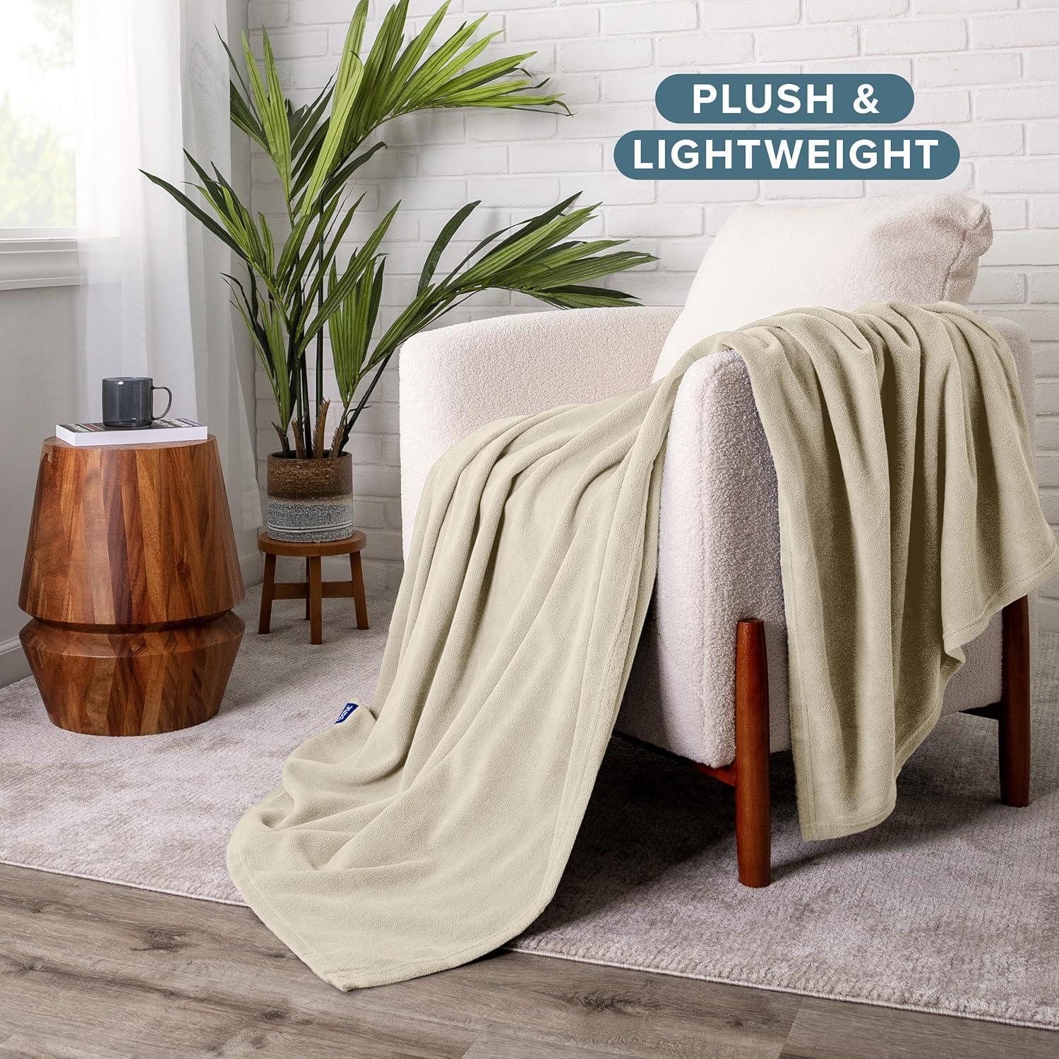 imageBare Home Polar Fleece Blanket  Extra Long  Oyster  Warm ampamp Cozy  Premium Fleece  Throw for Bed Sofa Camping Travel and Cold Nights  Lightweight Blanket TwinTwin XL Oyster