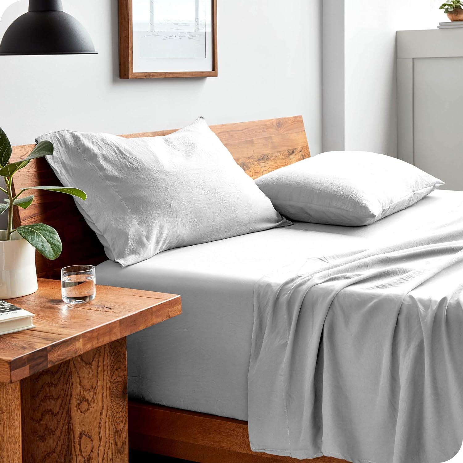 imageBare Home Sandwashed Sheet Set with Microplush Blanket Bundle Twin XL White