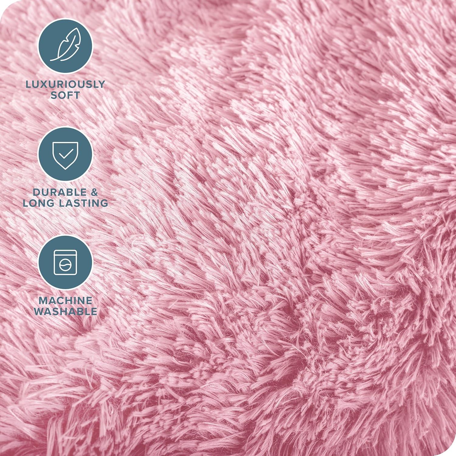 imageBare Home Shaggy Faux Fur Sherpa Blanket  Super Soft Fuzzy Fluffy  Reversible Cozy Warm Blanket for Couch Sofa Chair Bed  Luxury Home Decor ThrowTravel Grey10  Light Pink