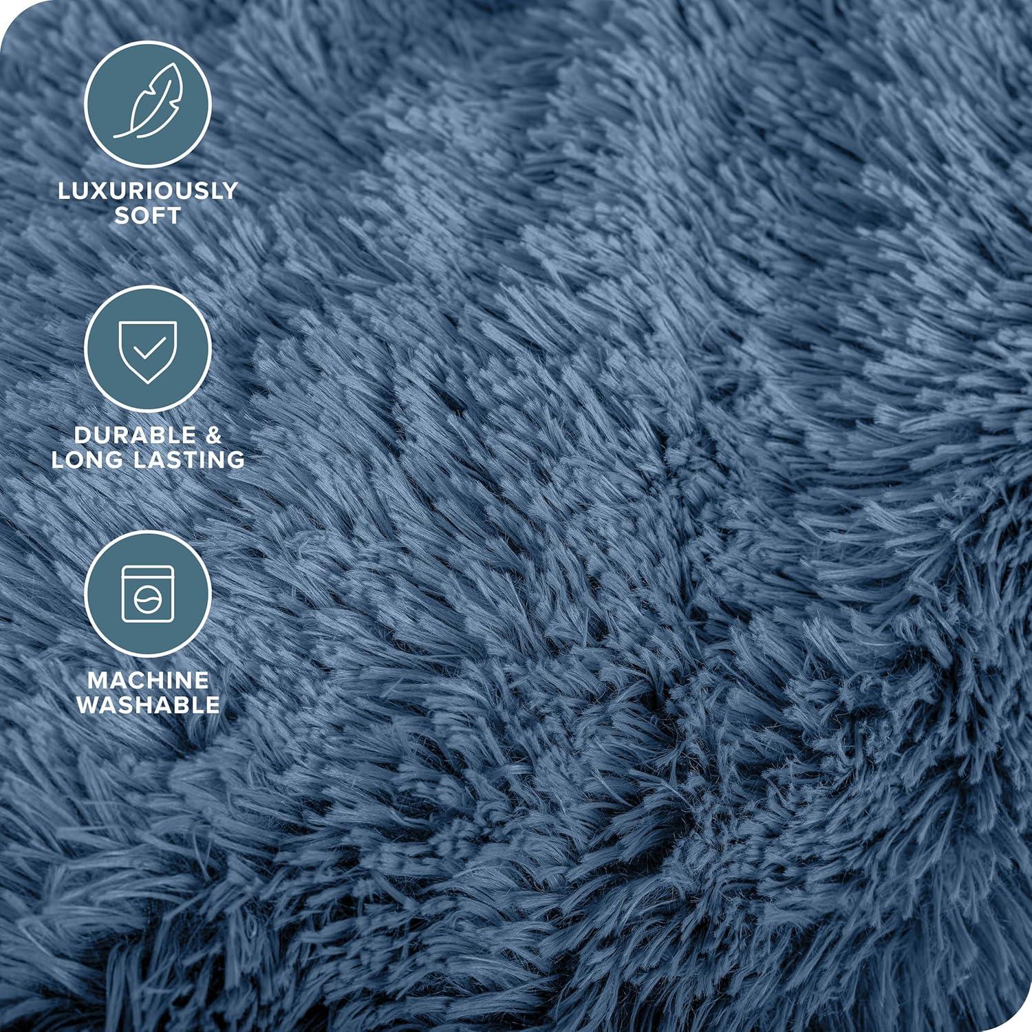 imageBare Home Shaggy Faux Fur Sherpa Blanket  Super Soft Fuzzy Fluffy  Reversible Cozy Warm Blanket for Couch Sofa Chair Bed  Luxury Home Decor ThrowTravel Grey06  Coronet Blue