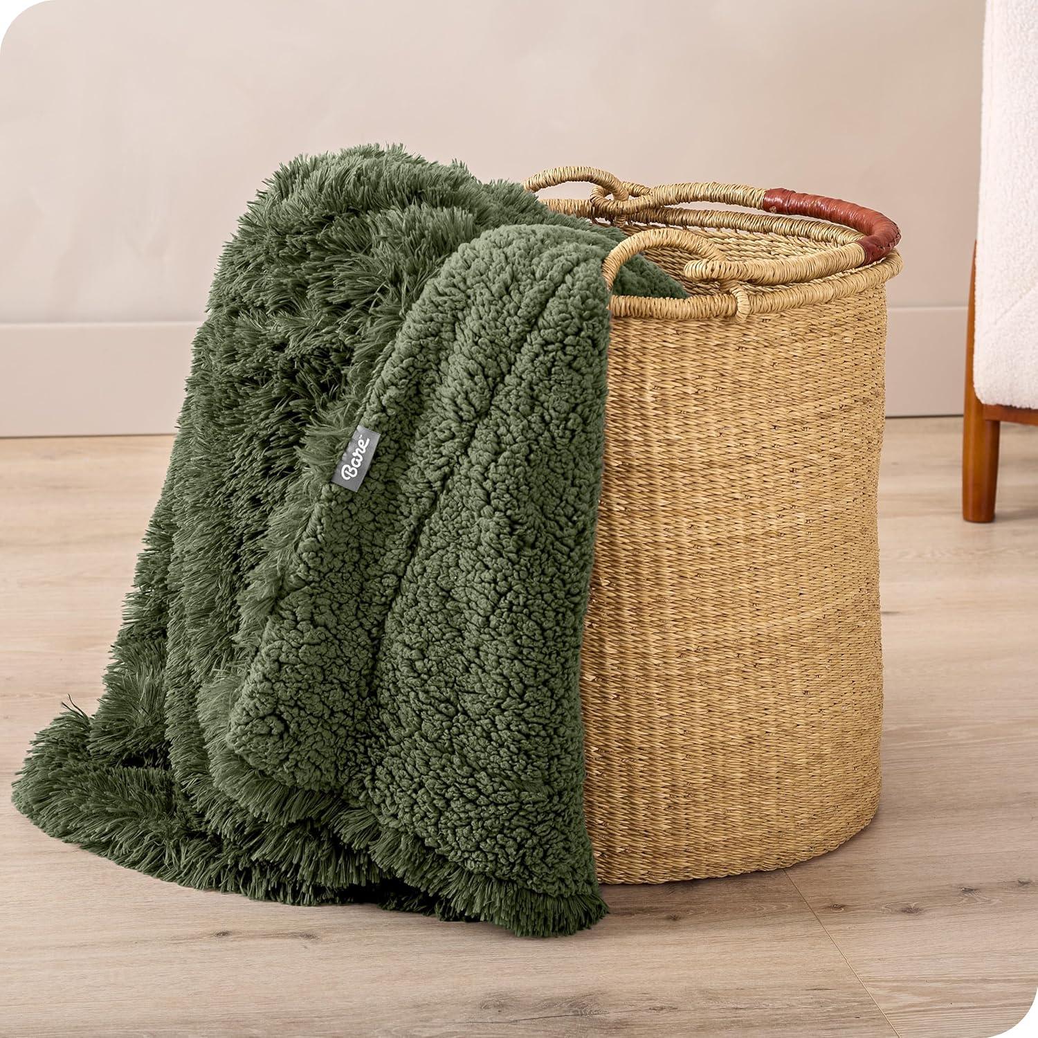 imageBare Home Shaggy Faux Fur Sherpa Blanket  Super Soft Fuzzy Fluffy  Reversible Cozy Warm Blanket for Couch Sofa Chair Bed  Luxury Home Decor ThrowTravel Grey07  Cypress