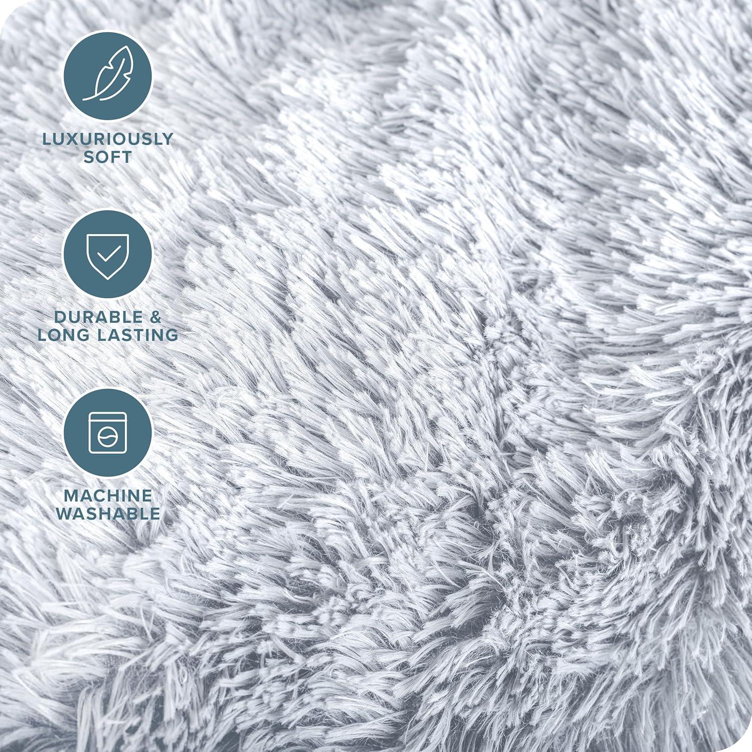 imageBare Home Shaggy Faux Fur Sherpa Blanket  Super Soft Fuzzy Fluffy  Reversible Cozy Warm Blanket for Couch Sofa Chair Bed  Luxury Home Decor ThrowTravel Grey01  White
