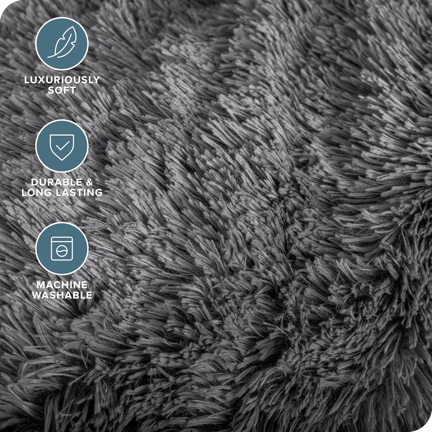 imageBare Home Shaggy Faux Fur Sherpa Blanket  Super Soft Fuzzy Fluffy  Reversible Cozy Warm Blanket for Couch Sofa Chair Bed  Luxury Home Decor ThrowTravel Grey03  Grey