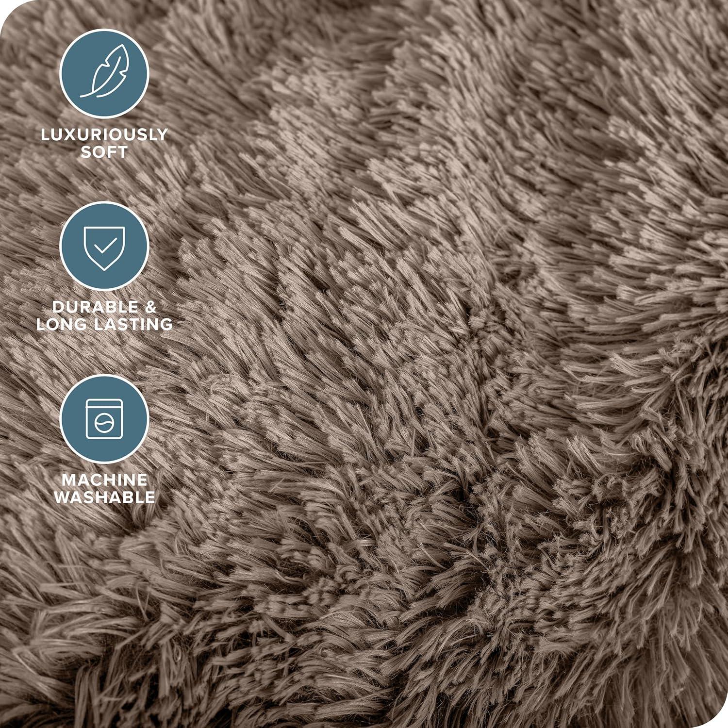 imageBare Home Shaggy Faux Fur Sherpa Blanket  Super Soft Fuzzy Fluffy  Reversible Cozy Warm Blanket for Couch Sofa Chair Bed  Luxury Home Decor ThrowTravel Grey04  Taupe
