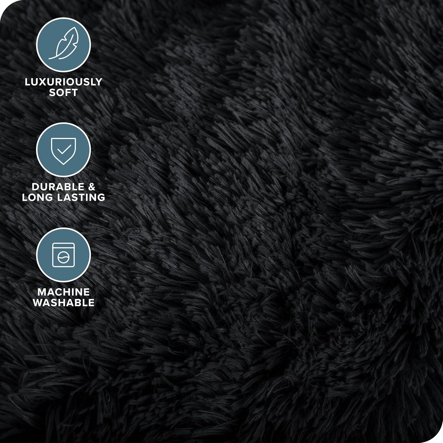 imageBare Home Shaggy Faux Fur Sherpa Blanket  Super Soft Fuzzy Fluffy  Reversible Cozy Warm Blanket for Couch Sofa Chair Bed  Luxury Home Decor ThrowTravel Grey02  Black