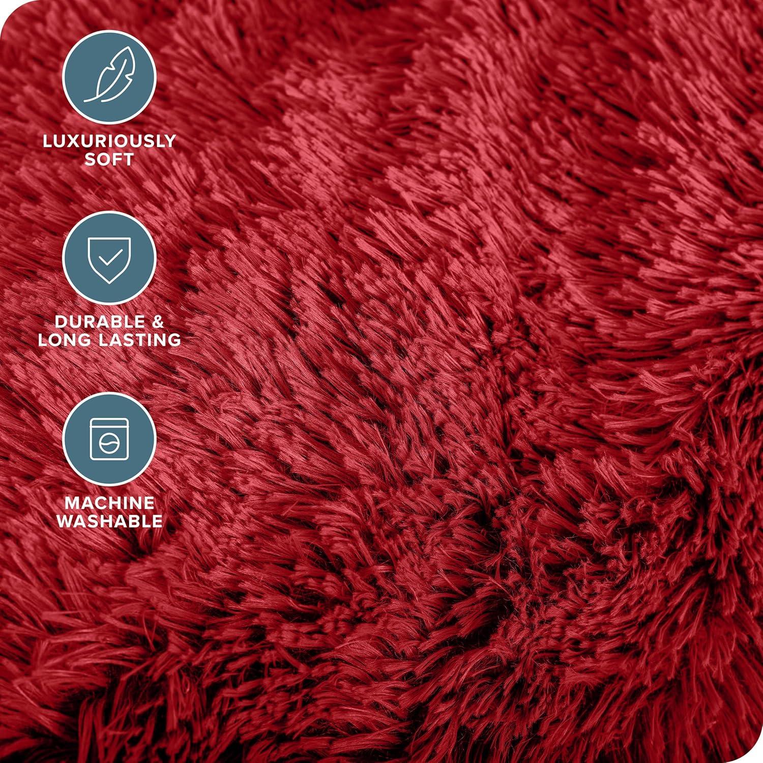 imageBare Home Shaggy Faux Fur Sherpa Blanket  Super Soft Fuzzy Fluffy  Reversible Cozy Warm Blanket for Couch Sofa Chair Bed  Luxury Home Decor ThrowTravel Grey09  Red