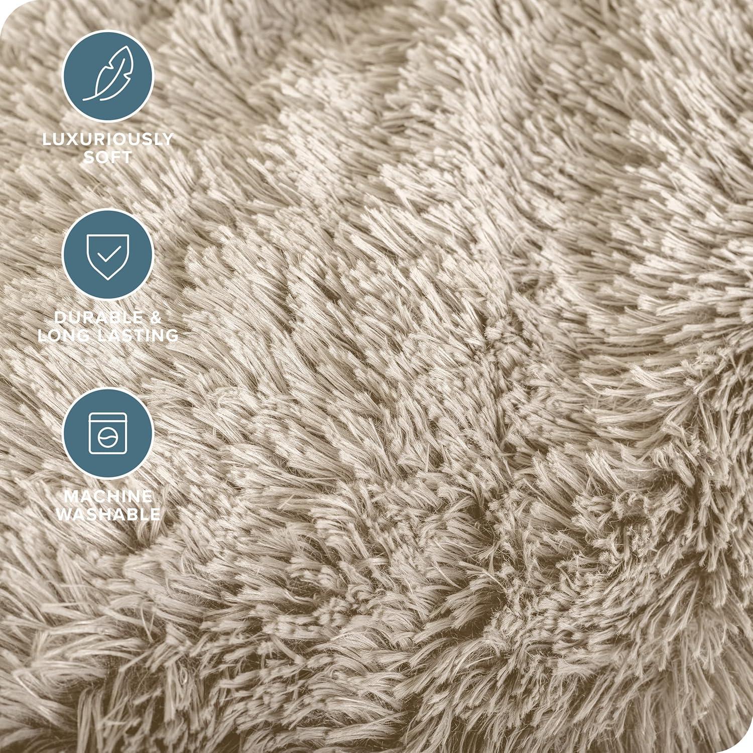 imageBare Home Shaggy Faux Fur Sherpa Blanket  Super Soft Fuzzy Fluffy  Reversible Cozy Warm Blanket for Couch Sofa Chair Bed  Luxury Home Decor ThrowTravel Grey05  Oyster