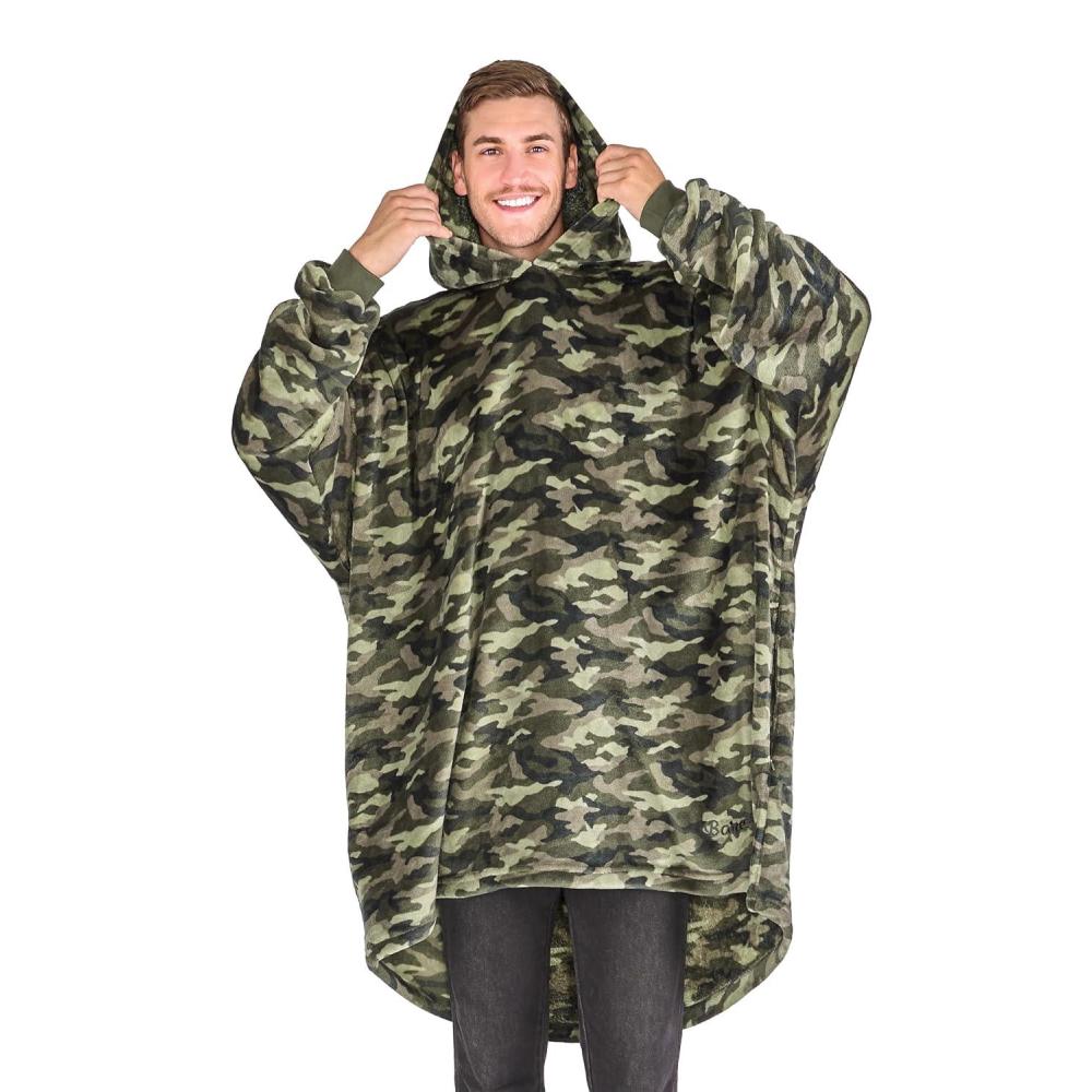 imageBare Home Long Length Microplush Wearable Blanket with Side Pockets  Soft and Plush  Warm and Cozy  Adult ampamp Kid Sizes Kids Light PinkCamo Green