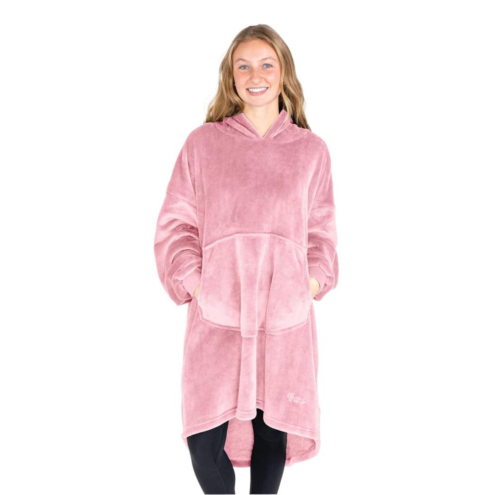 imageBare Home Long Length Microplush Wearable Blanket with Side Pockets  Soft and Plush  Warm and Cozy  Adult ampamp Kid Sizes Kids Light PinkLight Pink