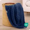 imageBare Home Faux Shearling Blanket  Blanket for Bed Sofa Couch Camping Travel and Gifts  Warm ampamp Lightweight Throw  Fluffy ampamp Soft TwinTwin XL Cable Dark Blue