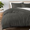 imageBare Home Flannel Duvet Set with Microplush Fleece Blanket Bundle King Grey