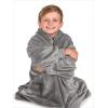 imageBare Home Long Length Microplush Wearable Blanket with Side Pockets  Soft and Plush  Warm and Cozy  Adult ampamp Kid Sizes Kids Light PinkLight Grey