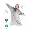 imageBare Home Long Length Microplush Wearable Blanket with Side Pockets  Soft and Plush  Warm and Cozy  Adult ampamp Kid Sizes Kids Light PinkLight Grey