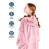 imageBare Home Long Length Microplush Wearable Blanket with Side Pockets  Soft and Plush  Warm and Cozy  Adult ampamp Kid Sizes Kids Light PinkLight Pink
