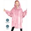 imageBare Home Long Length Microplush Wearable Blanket with Side Pockets  Soft and Plush  Warm and Cozy  Adult ampamp Kid Sizes Kids Light PinkLight Pink