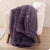 imageBare Home Shaggy Faux Fur Sherpa Blanket  Super Soft Fuzzy Fluffy  Reversible Cozy Warm Blanket for Couch Sofa Chair Bed  Luxury Home Decor ThrowTravel Grey08  Eggplant
