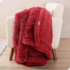 imageBare Home Shaggy Faux Fur Sherpa Blanket  Super Soft Fuzzy Fluffy  Reversible Cozy Warm Blanket for Couch Sofa Chair Bed  Luxury Home Decor ThrowTravel Grey09  Red
