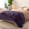 imageBare Home Shaggy Faux Fur Sherpa Blanket  Super Soft Fuzzy Fluffy  Reversible Cozy Warm Blanket for Couch Sofa Chair Bed  Luxury Home Decor ThrowTravel Grey08  Eggplant
