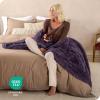 imageBare Home Shaggy Faux Fur Sherpa Blanket  Super Soft Fuzzy Fluffy  Reversible Cozy Warm Blanket for Couch Sofa Chair Bed  Luxury Home Decor ThrowTravel Grey08  Eggplant