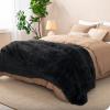 imageBare Home Shaggy Faux Fur Sherpa Blanket  Super Soft Fuzzy Fluffy  Reversible Cozy Warm Blanket for Couch Sofa Chair Bed  Luxury Home Decor ThrowTravel Grey02  Black