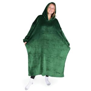 imageBare Home Long Length Microplush Wearable Blanket with Side Pockets  Soft and Plush  Warm and Cozy  Adult ampamp Kid Sizes Kids Light PinkForest Green