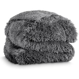 imageBare Home Shaggy Faux Fur Sherpa Blanket  Super Soft Fuzzy Fluffy  Reversible Cozy Warm Blanket for Couch Sofa Chair Bed  Luxury Home Decor ThrowTravel Grey03  Grey