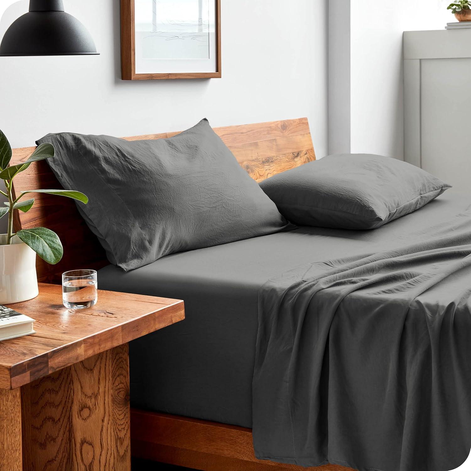imageBare Home Sandwashed Sheet Set with Microplush Blanket Bundle King Grey
