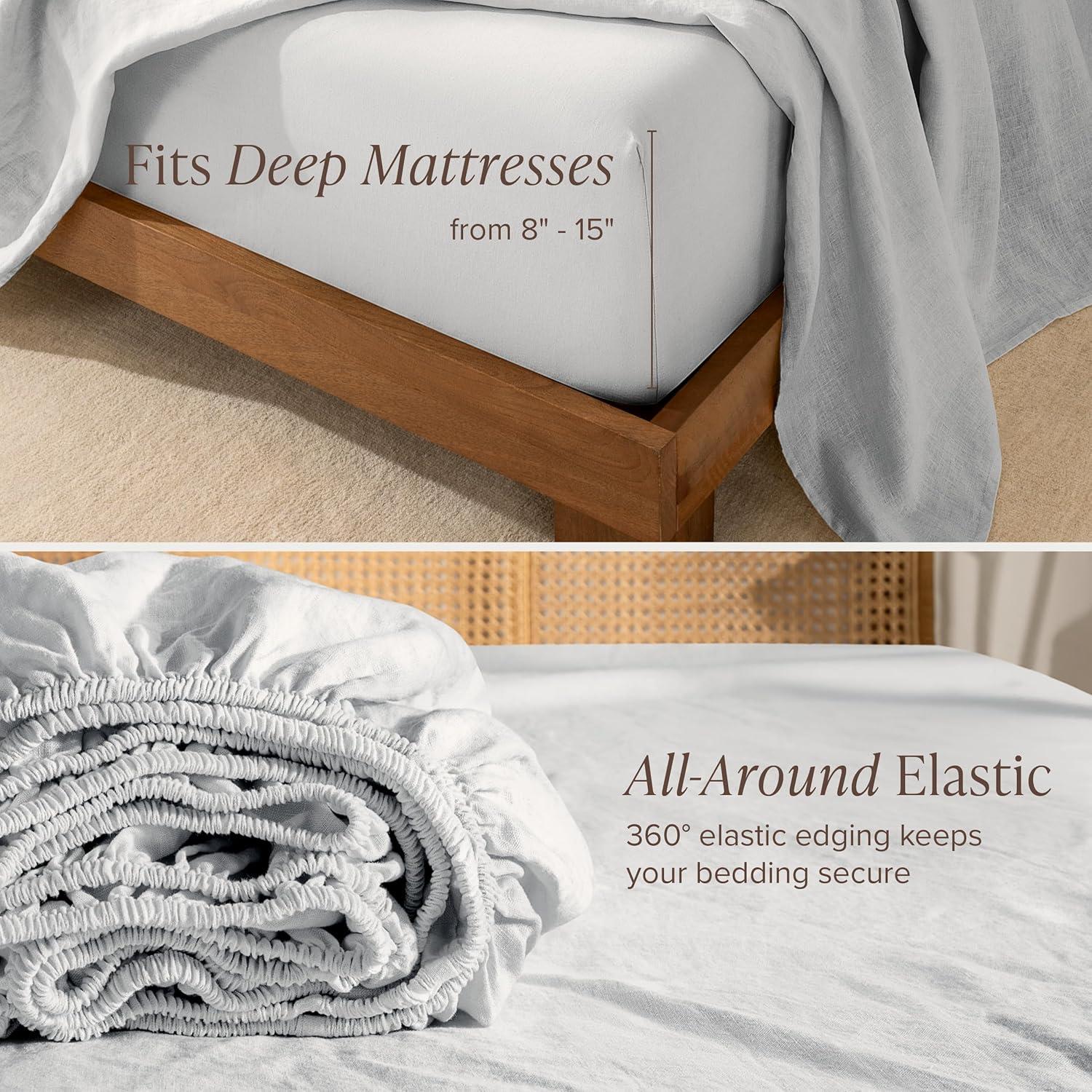 imageBare Home Split King Sheet Set  Luxury 100 Linen Bed Sheets  Deep Pockets  Easy Fit  5 Piece Set  Bedding Sheets ampamp Pillowcases Split King Soft WhiteGlacier Grey