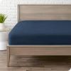 imageBare Home Flannel Fitted Sheet with Microplush Fleece Blanket Bundle Twin XL Dark Blue